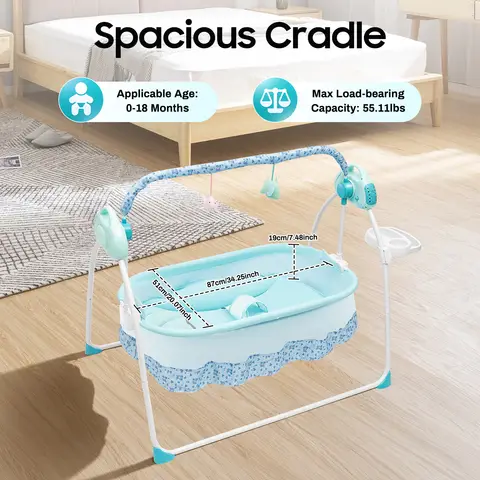 Berceau électrique pour bébé, télécommande auditive, pliable, balançoire automatique, lit de sommeil pour bébé, sangle/boucles en forme de U