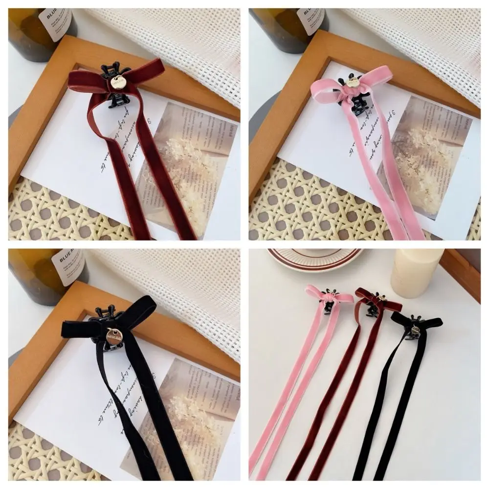 

Cloth Bow Ribbon Hair Claw Temperament Velvet Bowknot Lolita Headwear Hair Tie Hair Accessories Y2k Hair Clip Hair Accessories