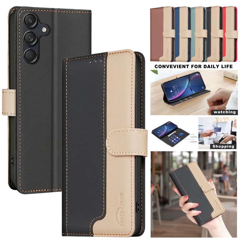 

Cover Phone Case For Samsung Galaxy A34 A54 5G A14 Lite A24 4G SM-A346E A346B Wallet Skin Friendly Magnetic Flip Leather Cases