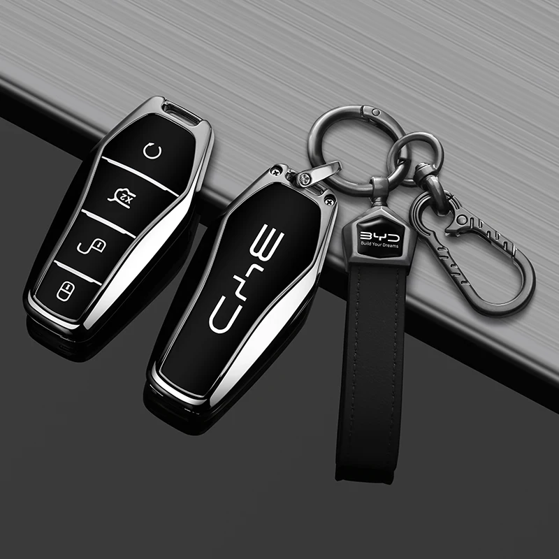 Full‑Wrap Zinc Alloy Key Fob Cover For BYD Seagull Han Qin Plus Dmi Song Pro Yuan Up Tang Ev, Auto Key Protector Shell Keychain