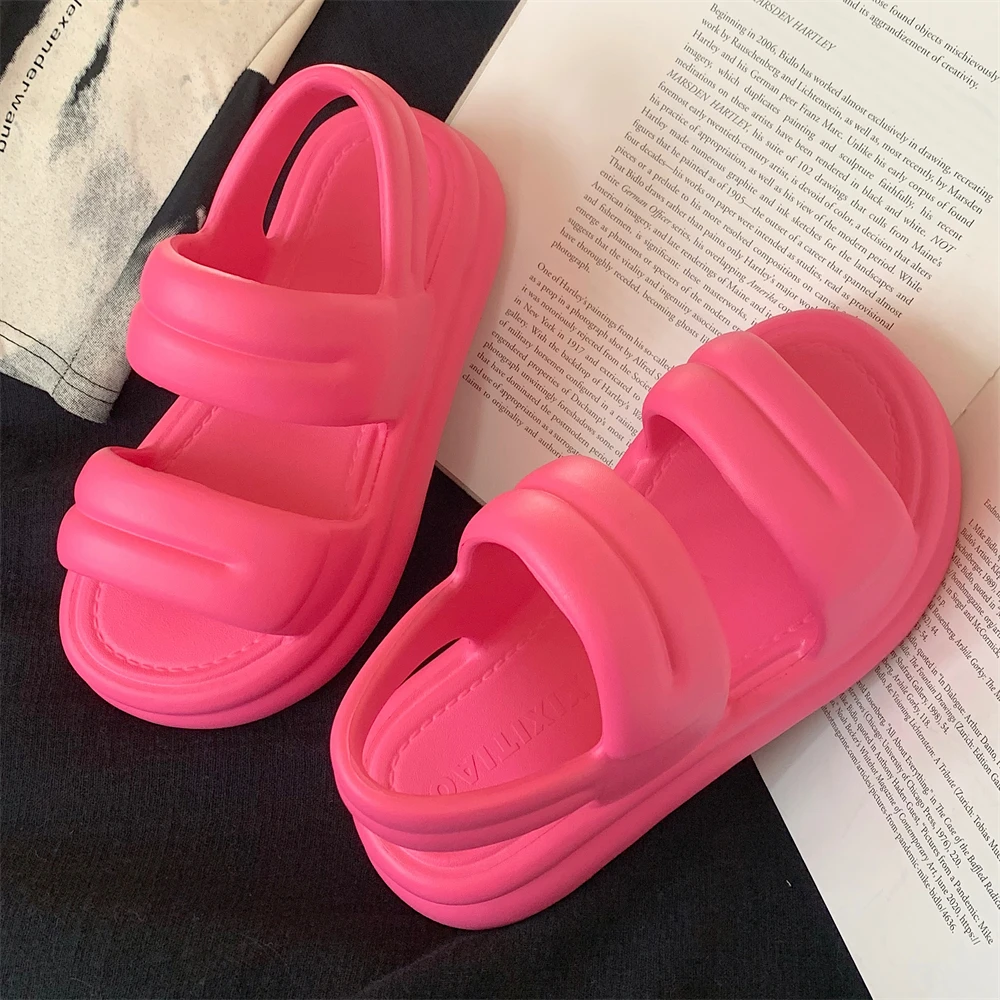 Double Band Soft Sole Thick Bottom Women Slippers Slides Bathroom Beach Indoor Sandals Summer Couple Shoes