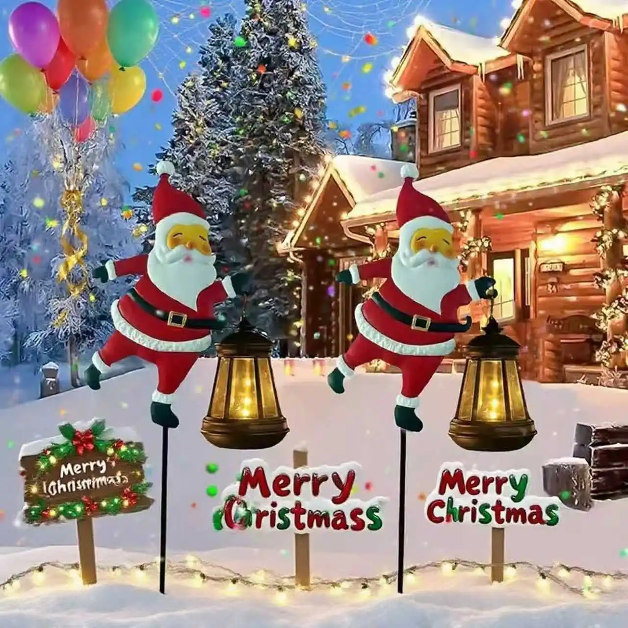 Solar Garden Lights Waterproof Santa Claus Watering Can Design Waterproof Watering Can Lights for Garden for Walkway Courtyards
