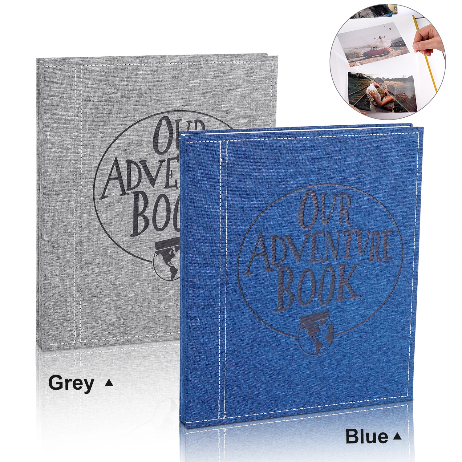 

DIY Photo Album Our Adventure Book Scrapbook Blue Grey Paste Linen Cloth Cover Travel Growth Diary For Anniversary Birthday Gift