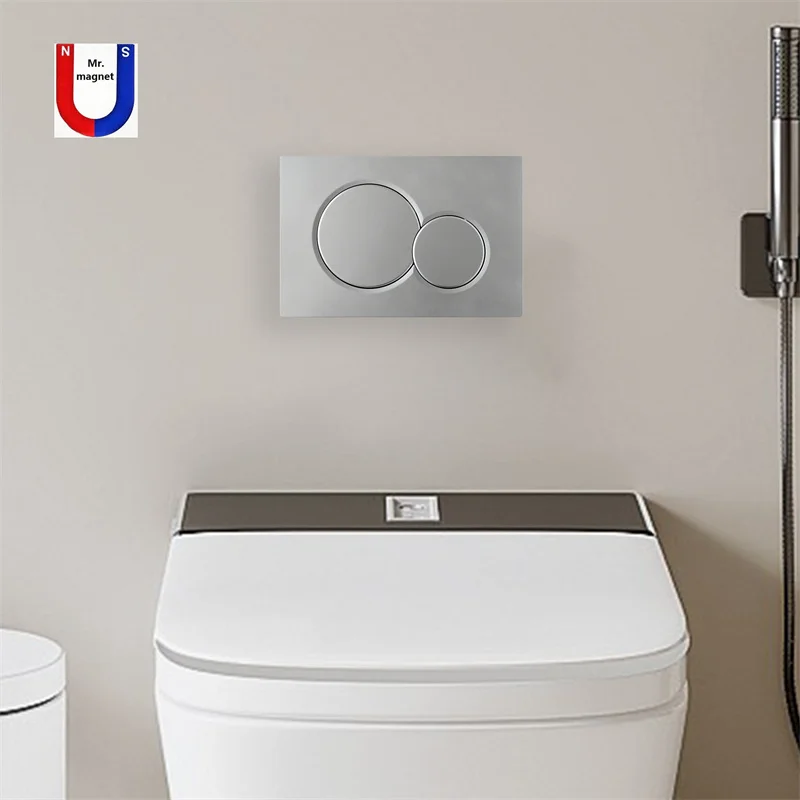 Toilet Push Button,Wall-Mounted Dual Flush Valve Replacement Button,Toilet WaterTank Flush Panel with Concealed Column Silver