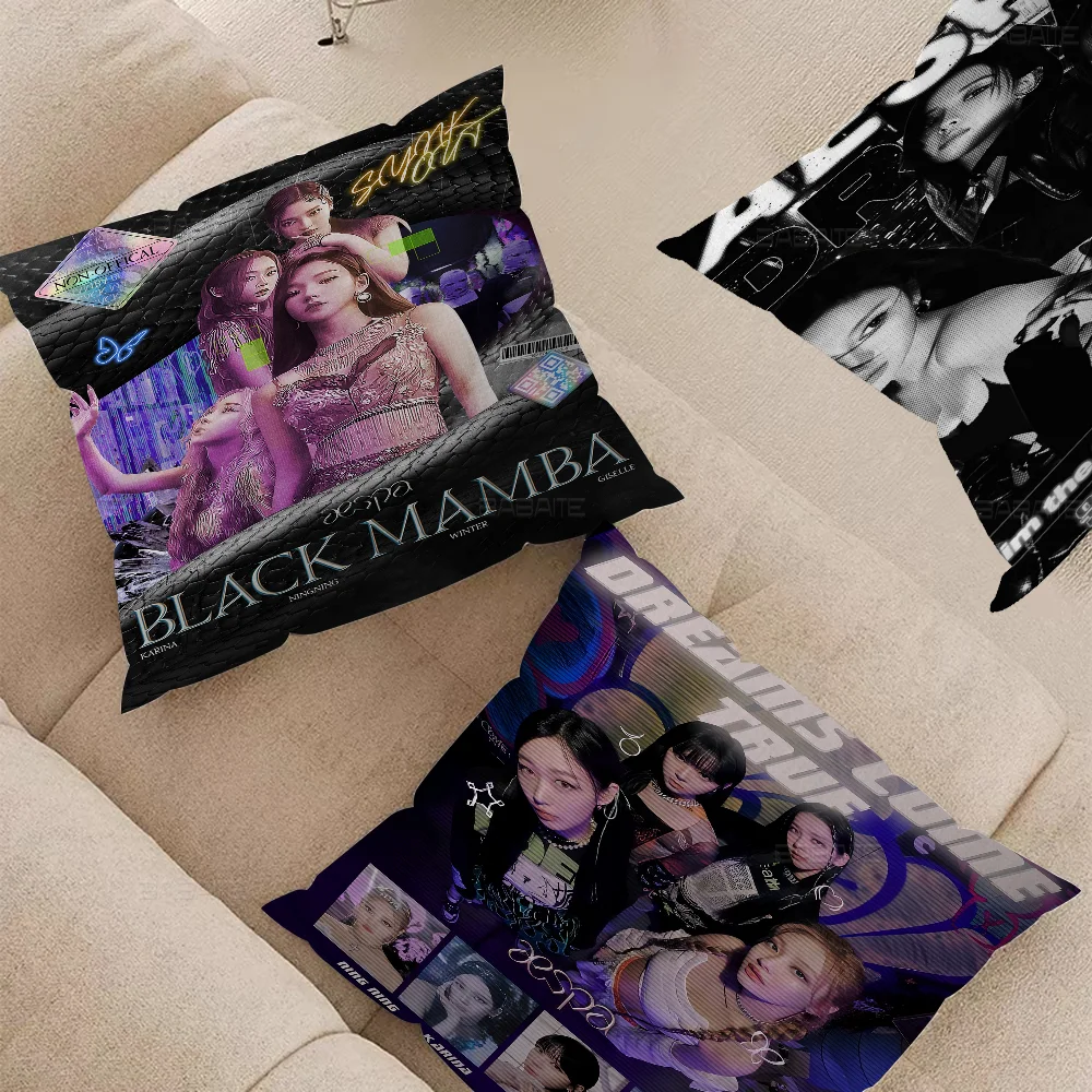 

KPOP Korean Girl Group A-AespaS Cushion Cover 30x50 Polyester Sofa Cushions Decorative Throw Pillows Home Decoration Pillowcover