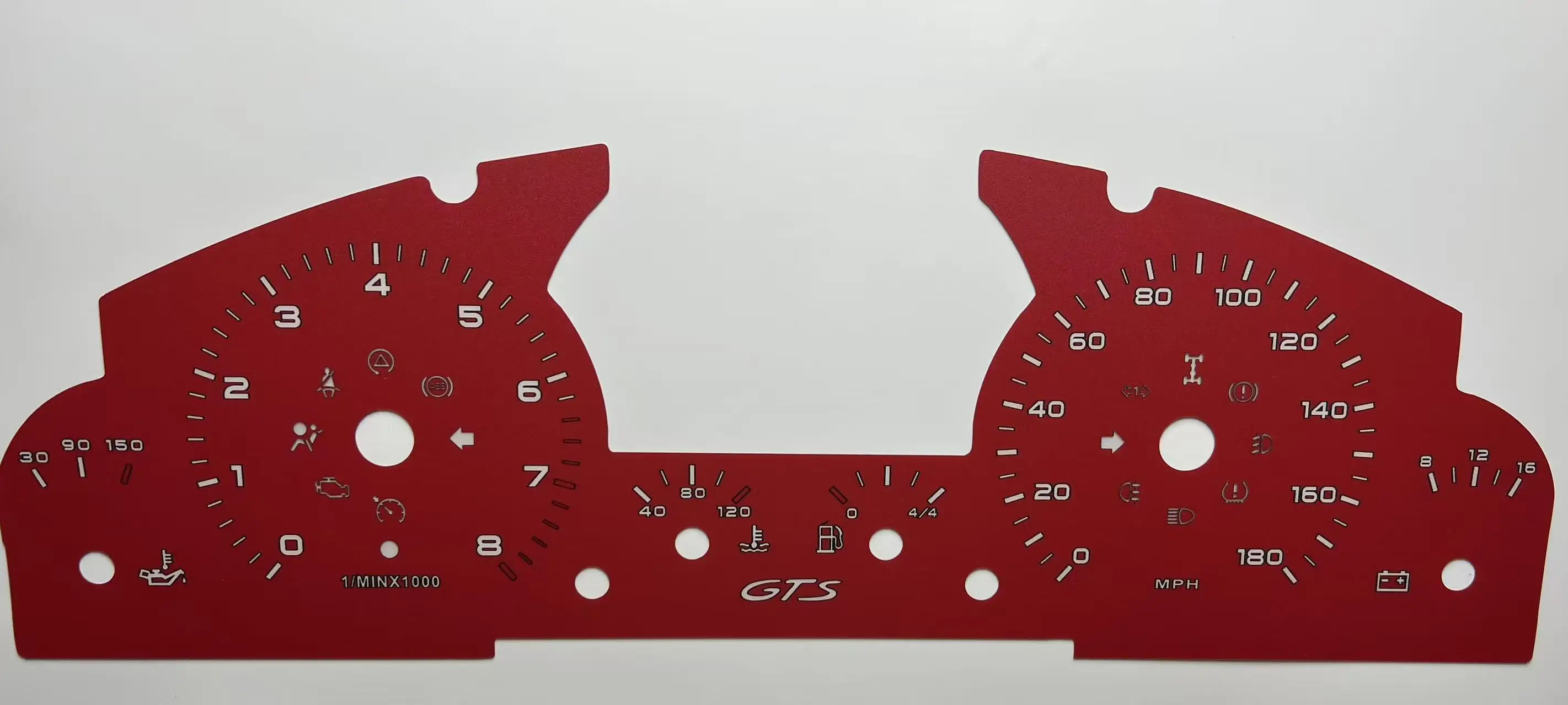 

Red Dial Face For Porsche Cayenne 955 turbo S GTS Petrol 8000RPM 180mph 300KMH Instrument Cluster Overlay