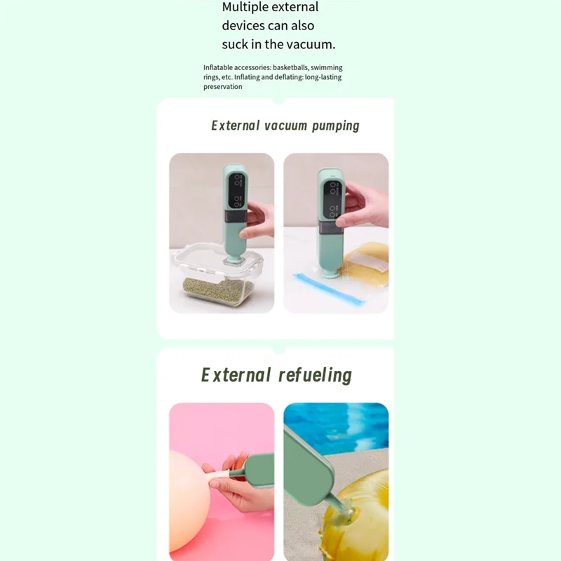 ABVI-USB قابلة للشحن فراغ السدادة التلقائي جهاز غلق أكياس الطعام ونظام ختم الوجبات الخفيفة فراغ السدادة مع 5 قطعة أكياس