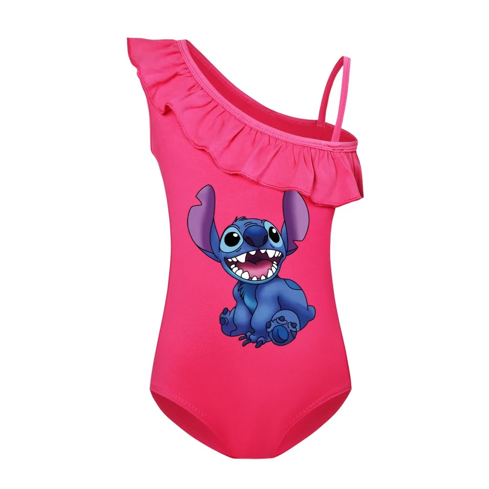 Kids Girls Swimwear Cartoon Stitch Baby Swimsuit Swimming Children Movement Outfit Toddler Clothes Pajama Top One Piece Bodysuit