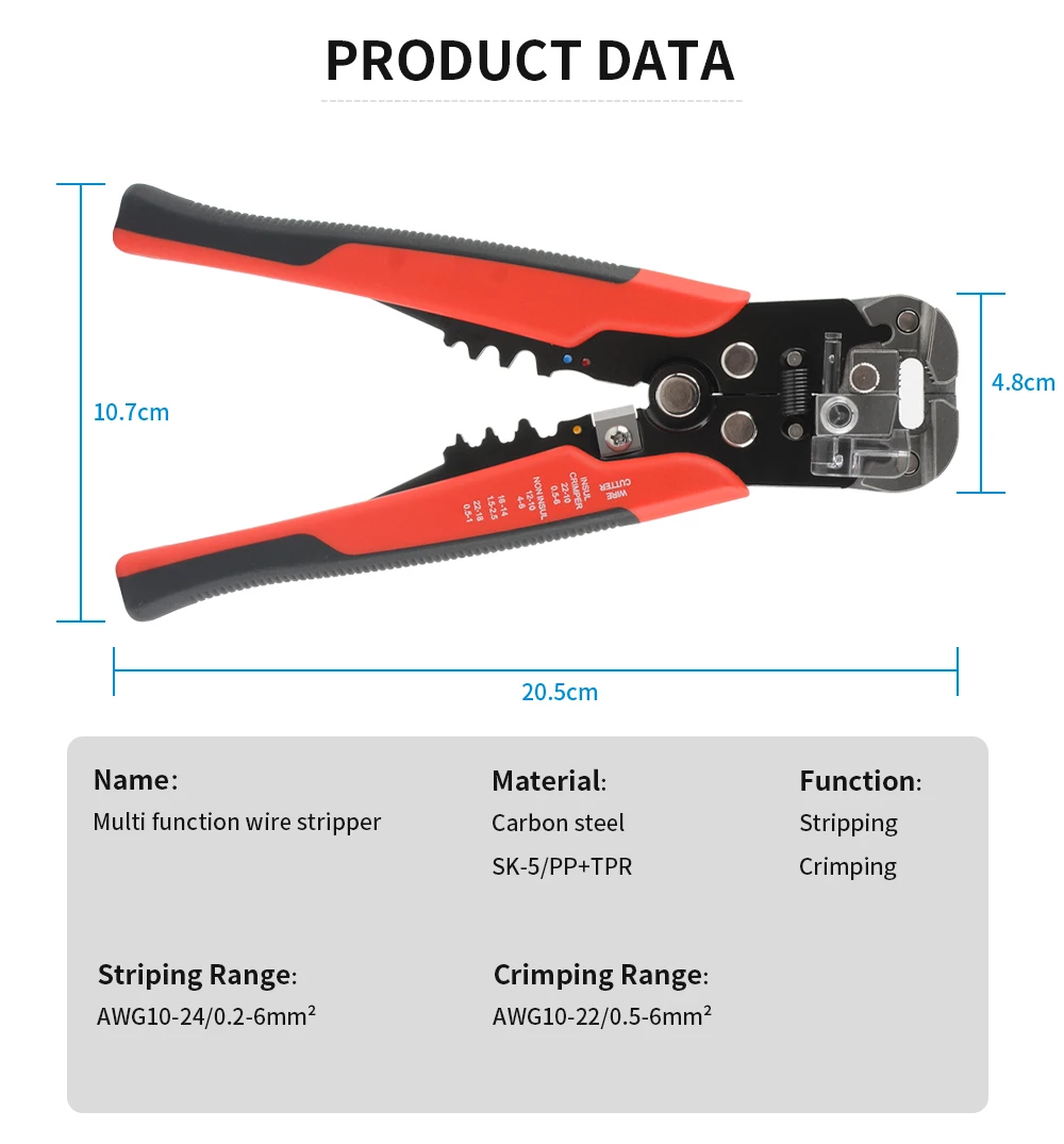 Abisolieren Multifunktionale Zange Für Kabel Schneiden CrimpTerminal Hohe Präzision Automatische Hand Werkzeug Crimper Kabel Cutter – Detail 2