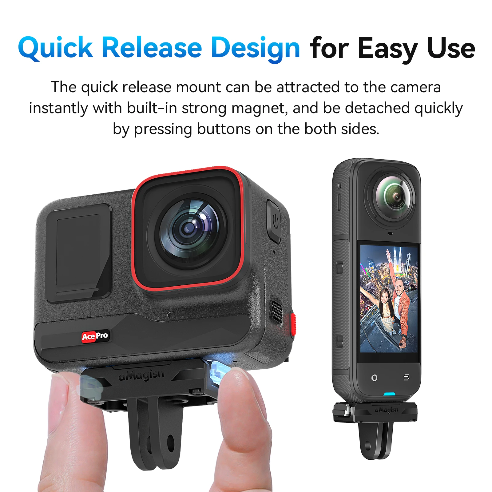 Supporto a sgancio rapido aMagisn per Insta360 X6 X5 / X4 Air / Ace Pro 2, base magnetica per accessori Insta360, non compatibile con X3 X4