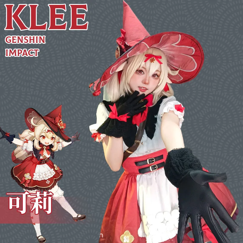 

Костюм для косплея Klee Cos Game Genshin Impact, костюмы для косплея Keli Project, Женский комплект платья, аниме одежда на Хэллоуин, все комплекты