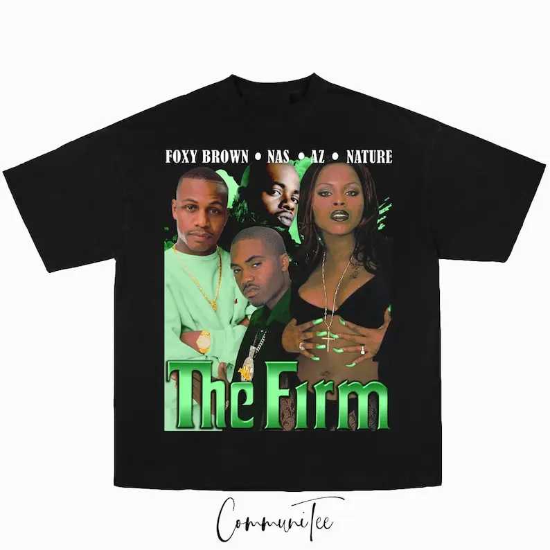 The Firm Foxy Brown Nas Nature Rap Tee Big Face Head Vintage 90's Style Graphic Hip Hop T-shirt