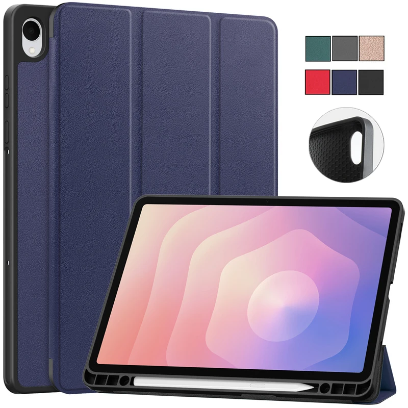 

Чехол для Samsung Galaxy Tab S11 с держателем для ручки, магнитный кожаный складной смарт-чехол для Funda Galaxy Tab S11 5G, чехол 11 дюймов