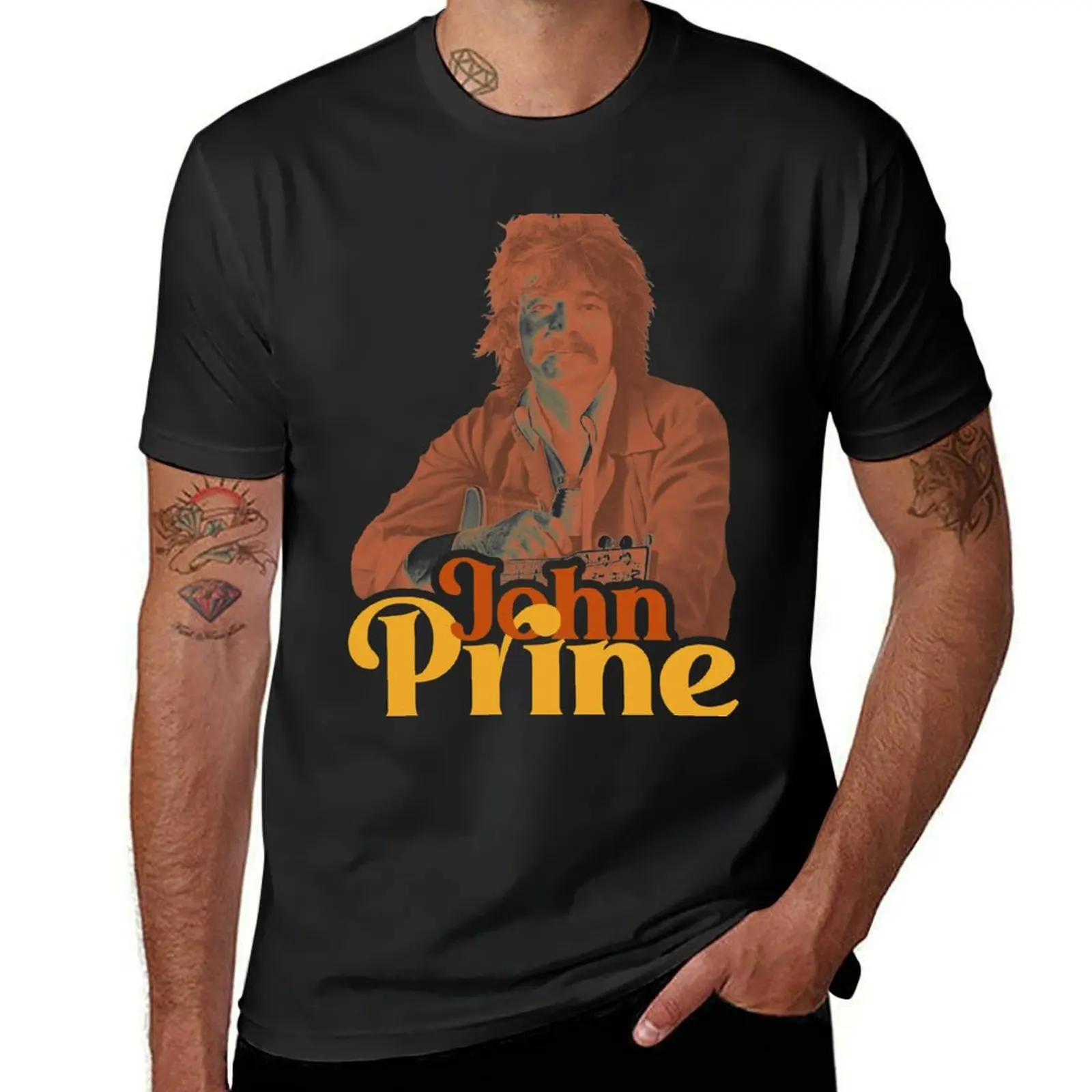 John Prine Retro Tribute Design T-Shirt summer clothes blanks mens clothing