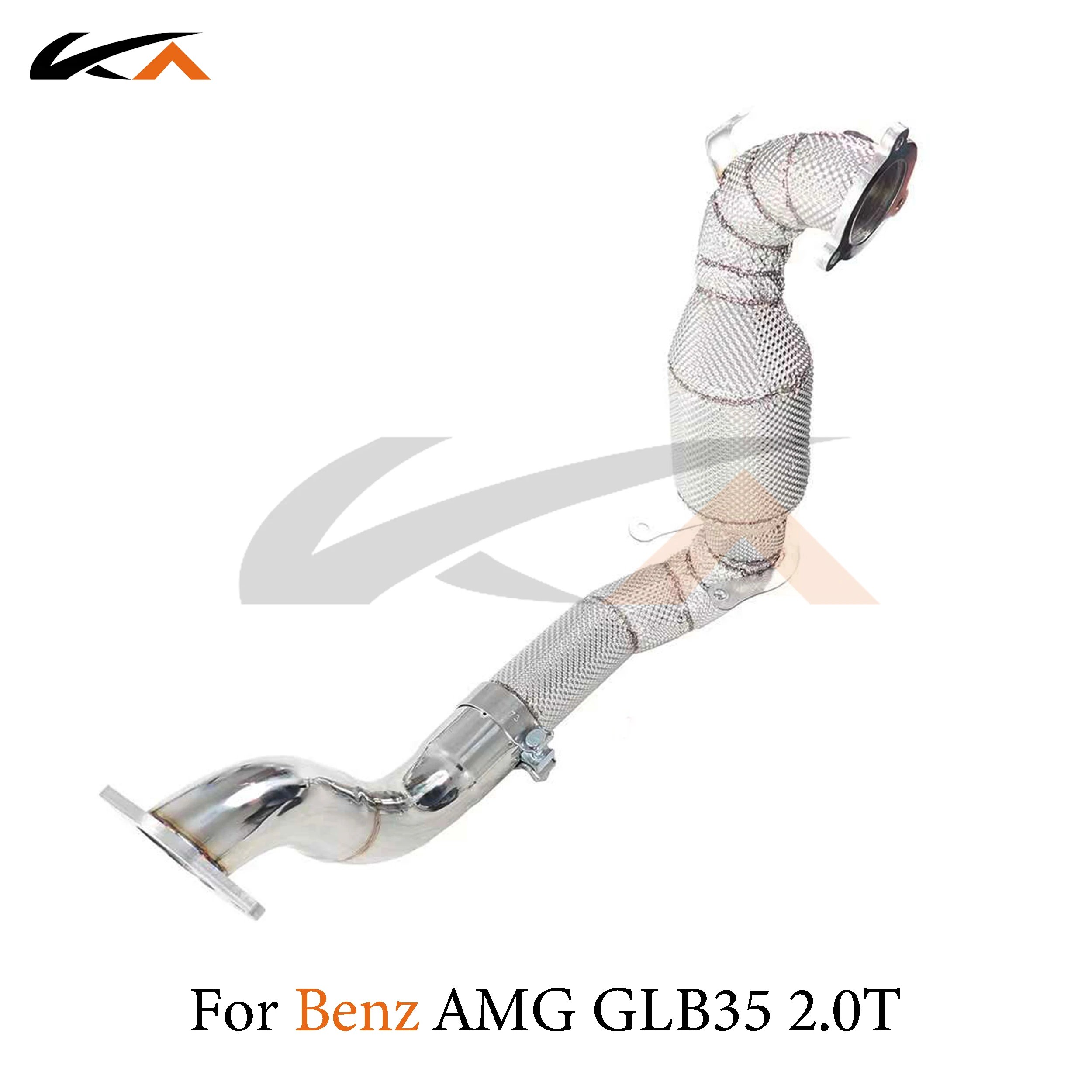 KA Tuning downpipe exhaust steel headers for Mercedes-benz A35 CLA35 GLB35 CLA220 2.0T performance heat shield catalysis