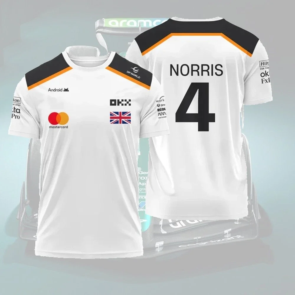 2025 جديد F1 سباق تي شيرت الصيف الرجال لاندو نوريس رقم. تي شيرت رياضي خارجي 4 سائق، بدلة ركوب الدراجات سريعة الجفاف