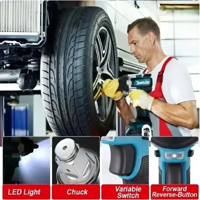 Akumulátorový rázový utahovák Makita DTW700, bezkartáčový motor 18 V, plynule nastavitelná rychlost 1000 Nm, elektrický utahovák s odolným automatickým zastavením - náhled 6