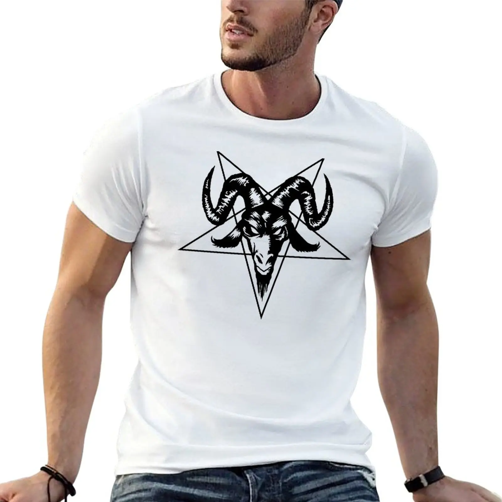 

Satanic Goat Head with Pentagram 1.2 (black) T-Shirt man t shirt luxury black cotton t-shirt plain for man package T-Shirt