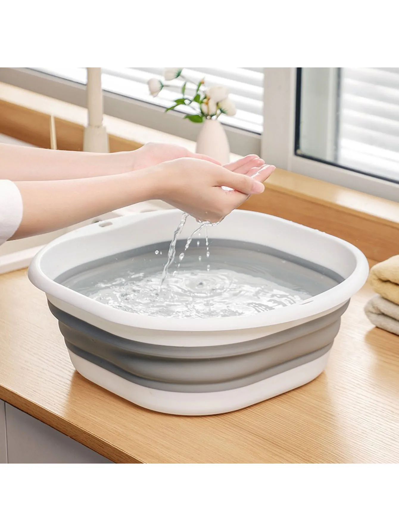 Foldable Space Saving Sink Basin - Durable Plastic, Portable Folding Washbasin, Portable Washing Machine, Outdoor Travel