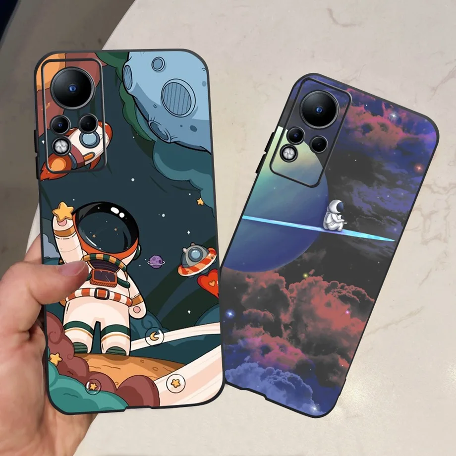 Lovely Cat Dinosaur Case For Infinxi Note 11 2021 X663 Bumper Infinix Note 12 2022 X663 G88 Cover Shell Black Soft Silicone Capa