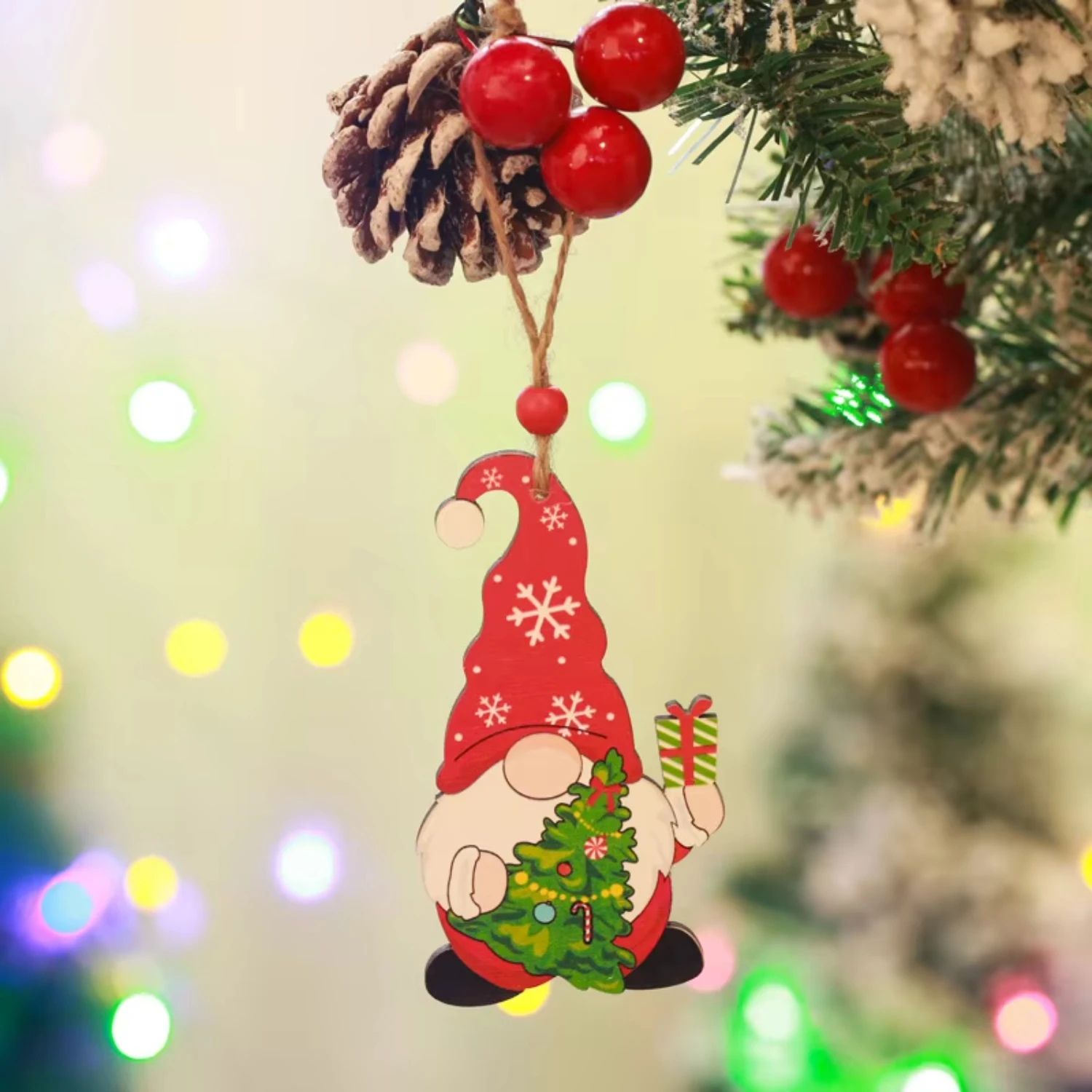 

Factory hot sale christmas pendant hanging Santa Claus christmas tree pendant wood ornament