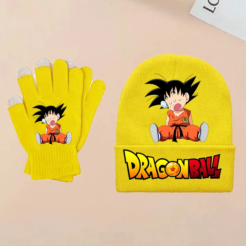 جديد التنين الكرة الأطفال قبعة قفازات مجموعة غوكو محبوك قبعات للبنين العصرية الطفل قبعة قبعة أنيمي طباعة الشتاء القبعات الدافئة هدية