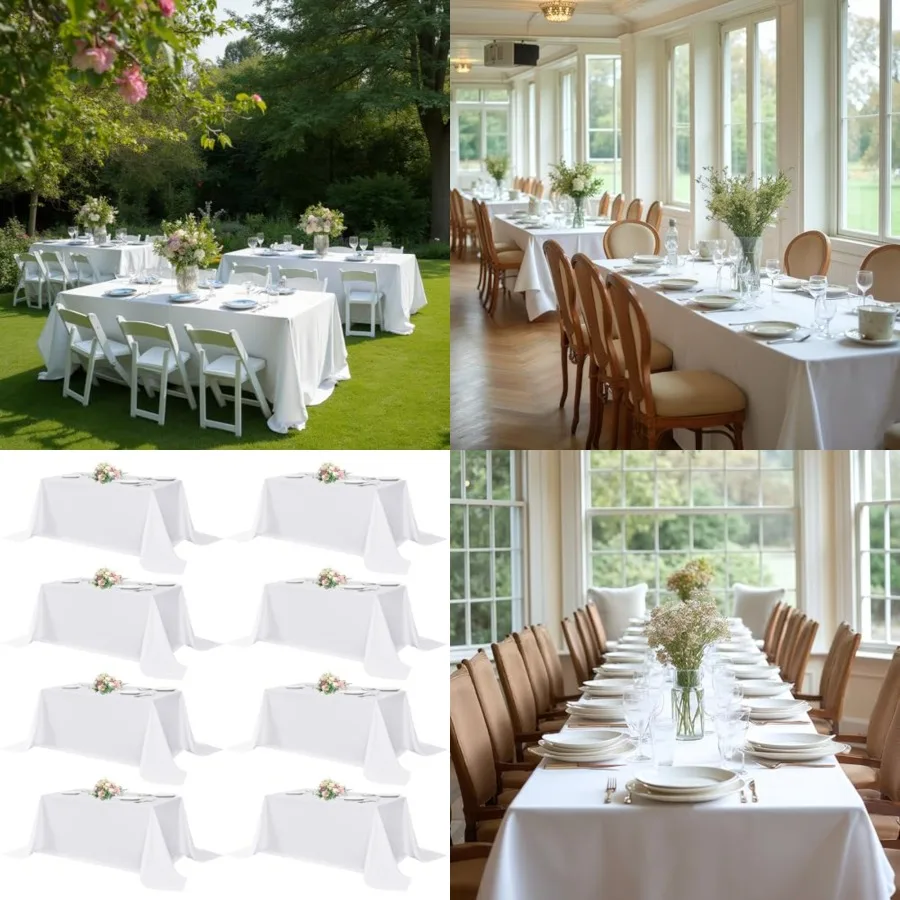 

Table Cloths Rectangle, 8 Pack 90x132 Inch Tablecoths Rectangular for 6 Feet Tables - Washable Polyester Fabric Table Cover for