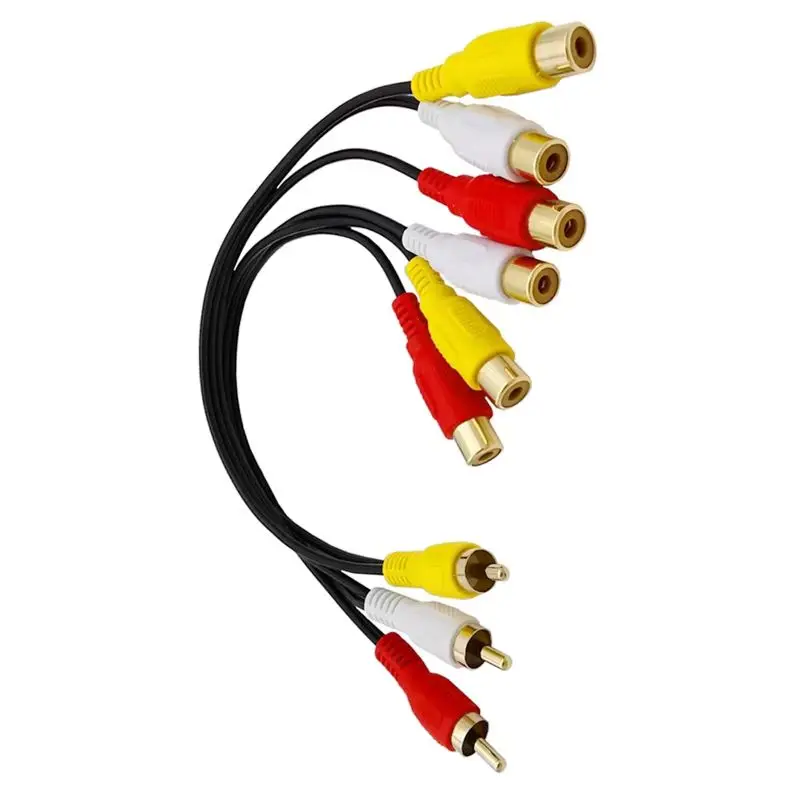 3RCA to 6 RCA 9 RCA Male Female Plug Audio Video AV Splitter Cable HD-TV Compatible with DVD Player 30cm