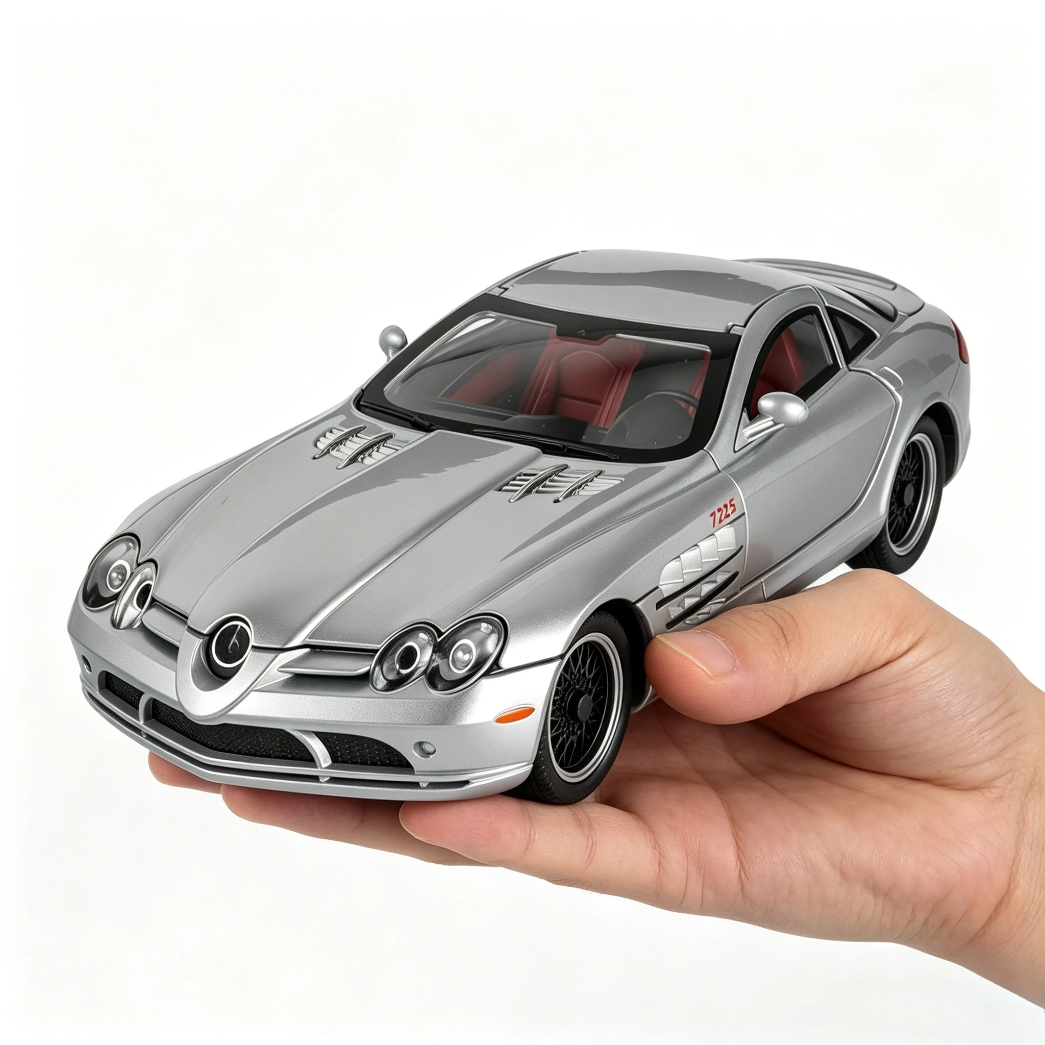 

1:24 SLR 722S Car Model Toy Wheel Steering Music Light Pull Back Adjustable Tail Fin Models Alloy Diecast Toys for Boys