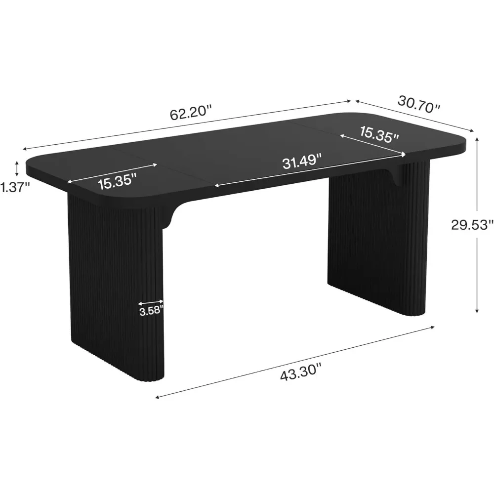 Scrivania direzionale da 62", grande scrivania per computer da ufficio con doppio piedistallo, tavolo da scrittura rettangolare moderno e semplice.