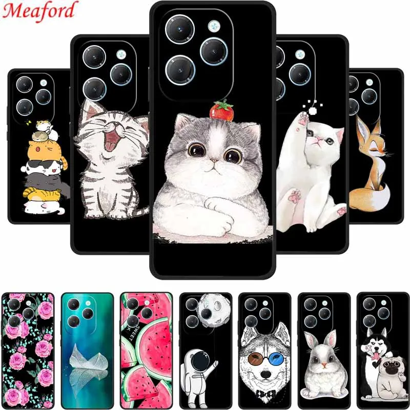 Funda For Infinix Note 40X 5G Case Cute Cartoon Cat Black Silicone Soft Phone Case For Infinix Note 40X Back Cover Case 40 X Bag