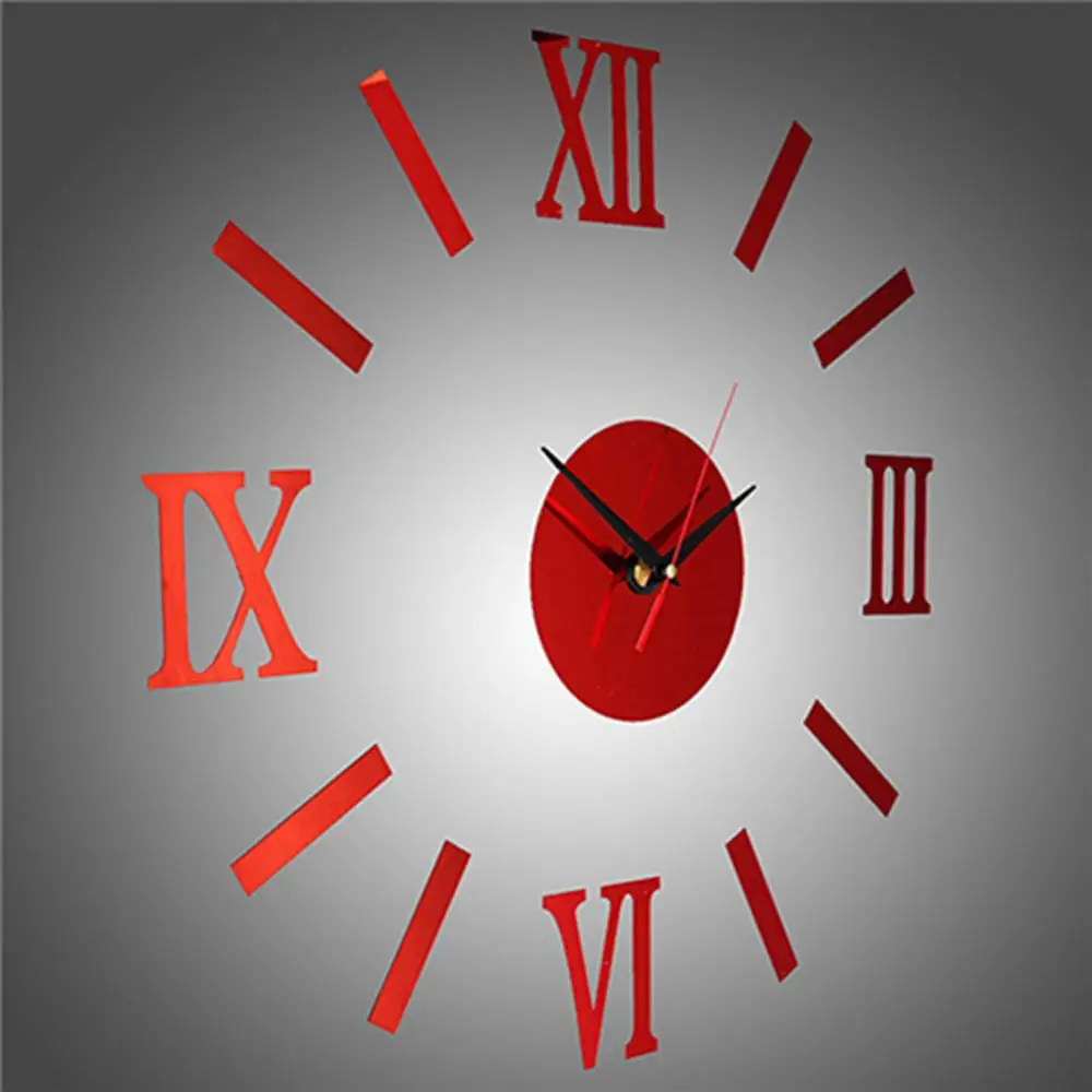 DIY 3D Analog Wall Hanging Clock Sticker Living Room Frameless Silent Wall Clock Punch Free Home Office Decorations Wall Watch