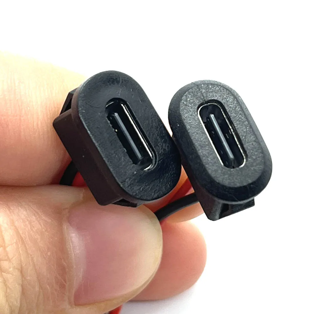 1pcs USB Type C Connector Flat / Rounded  2P With card buckle 3A High Current Fast Charging Jack Port USB-C Charger Plug Socket