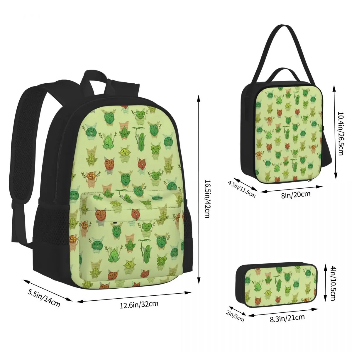 Korok Pattern Backpacks Students Bookbag School Bags Kids Rucksack Lunch Bag Pen Bag Three-Piece Set