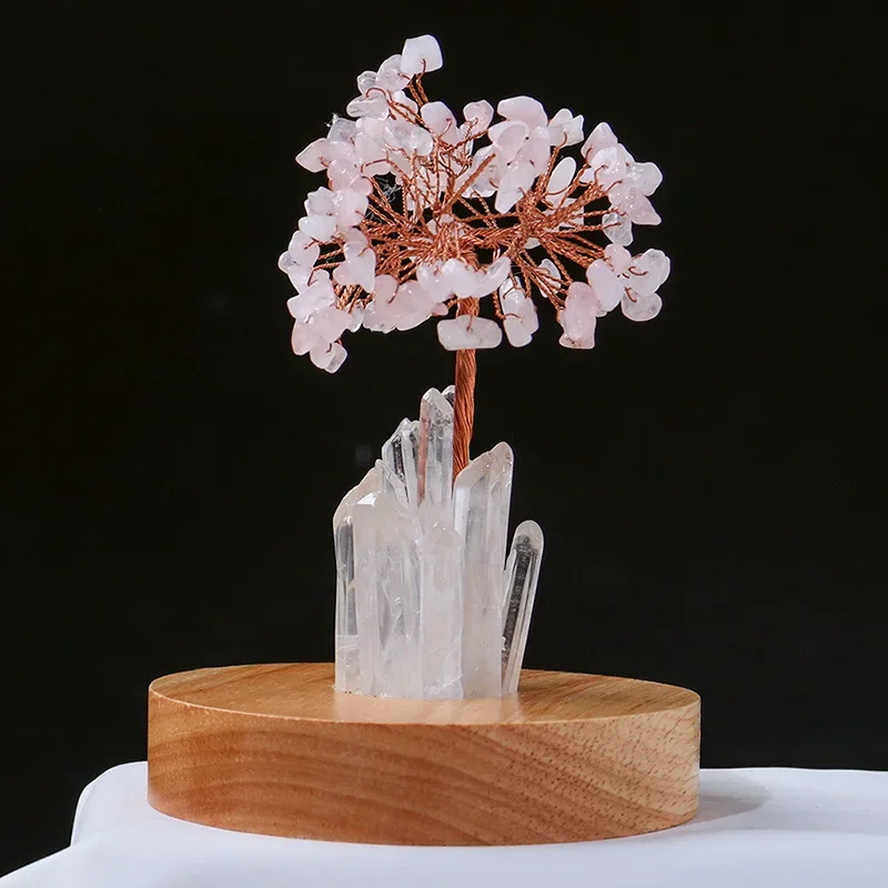 

Natural Amethyst Tree Night Lampholder Table Top Decoration White Crystal Single Crystal Energy Stone Bedside Lamp Decoration