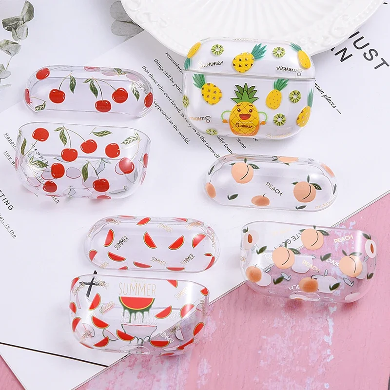 For Airpods Pro 2 Case 2022 Fruit Pattern Transparent PC Hard Earphone Shell Headphone Cover For Apple Air Pod 3 Pro 2nd 1 Case