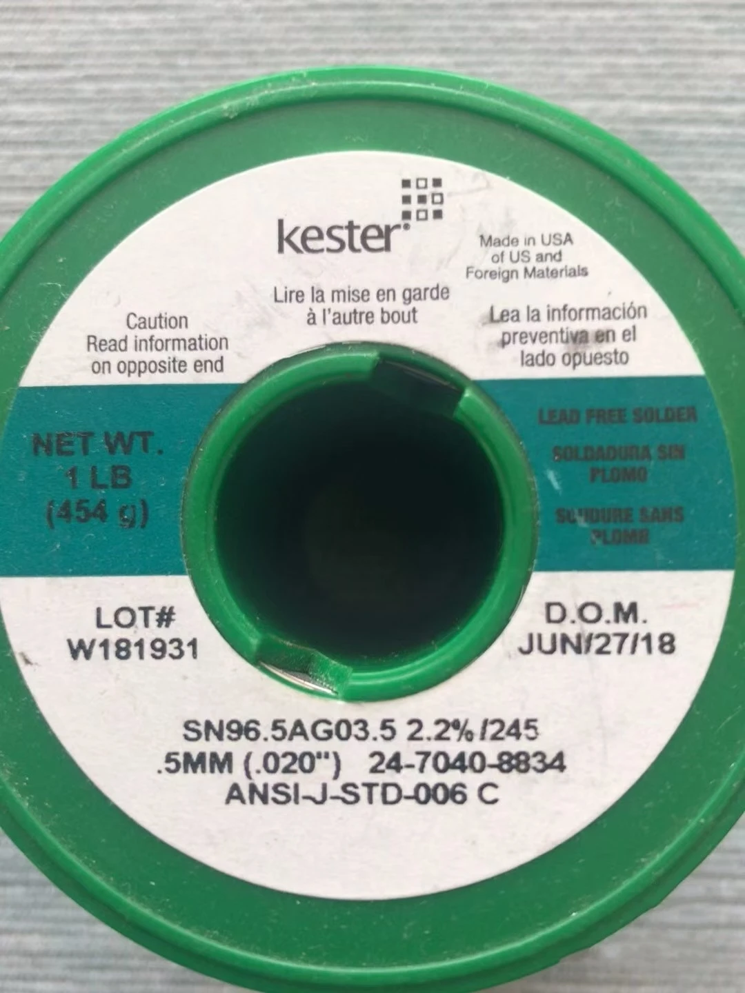 Original American Kester With 3.5% Silver Solder Wire, 0.5mm Wire Diameter, Lead-Free Solder Wire, Audio DIY Solder