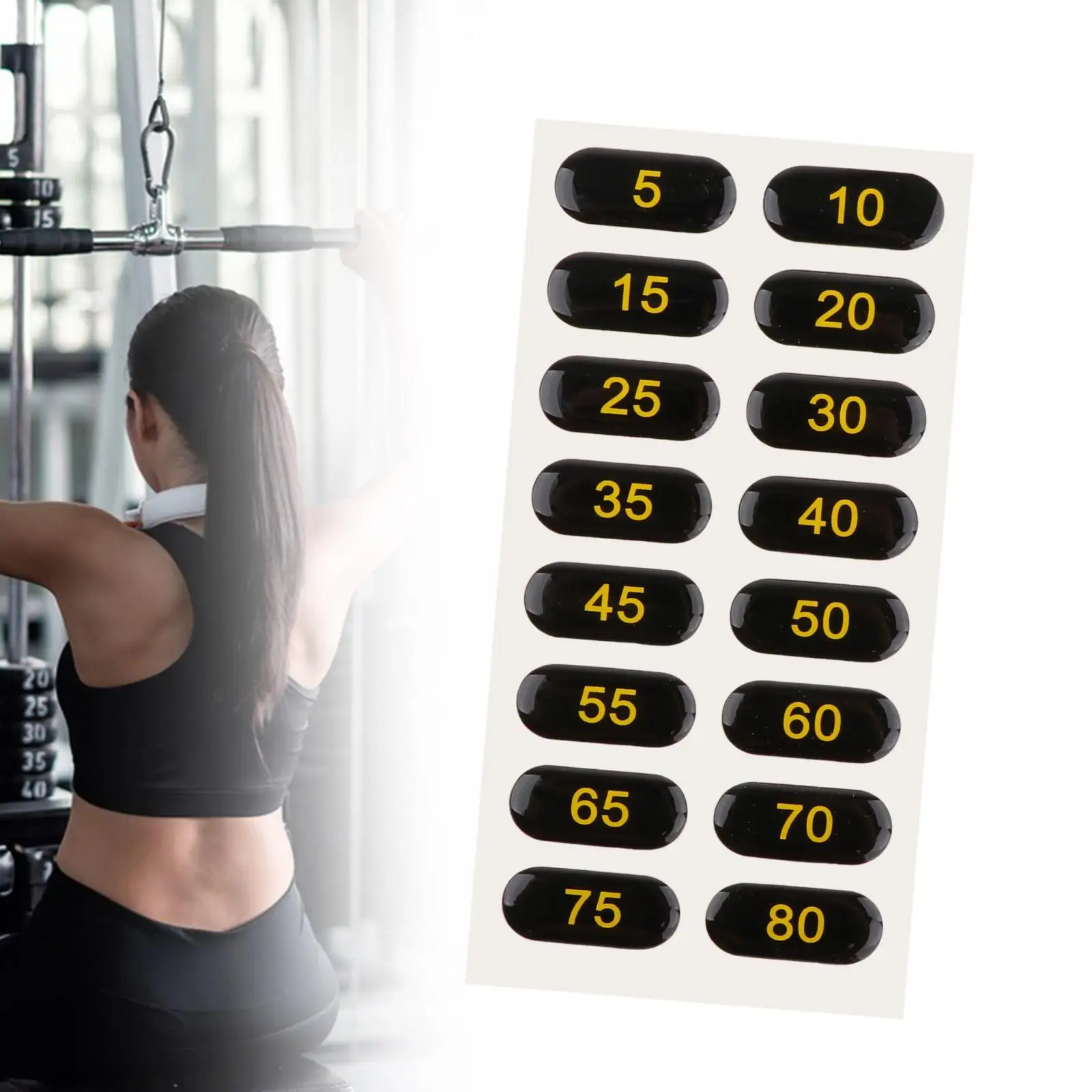 Weighted White Number Stickers PP Sheet for Fitness Equipment Gym Resistance Bands Set Label Identification