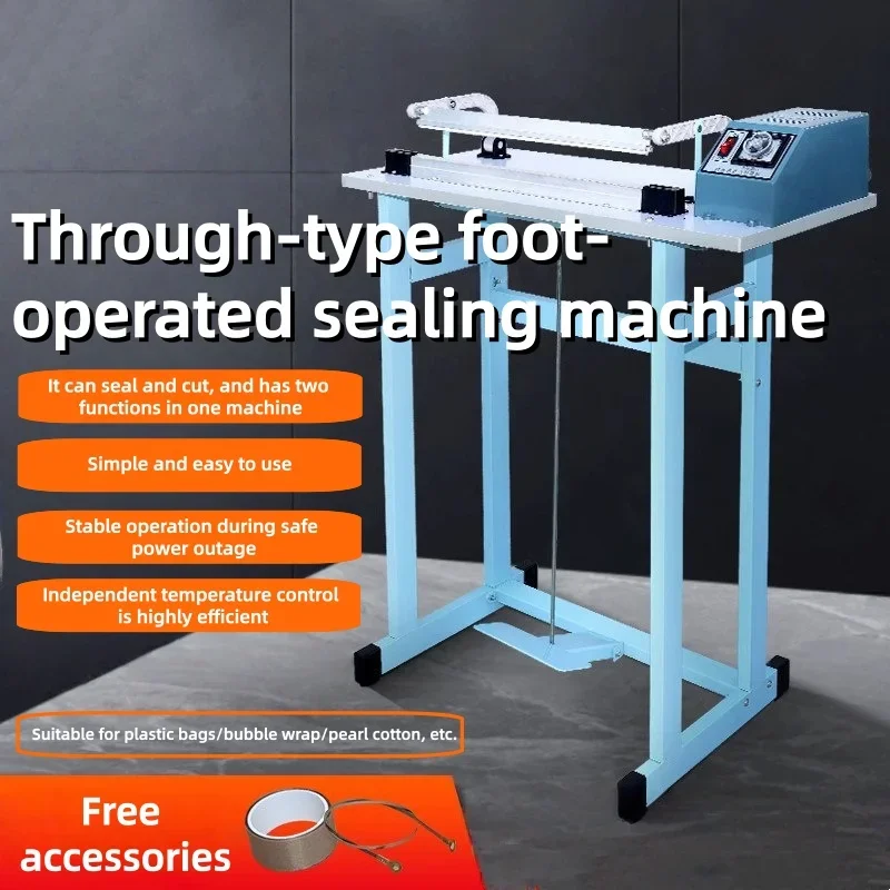 Floor Standing Foot Pedal Impulse Heat Sealer Adjustable Temperature Manual Plastic Pouch Sealing Machine Light Metal Frame