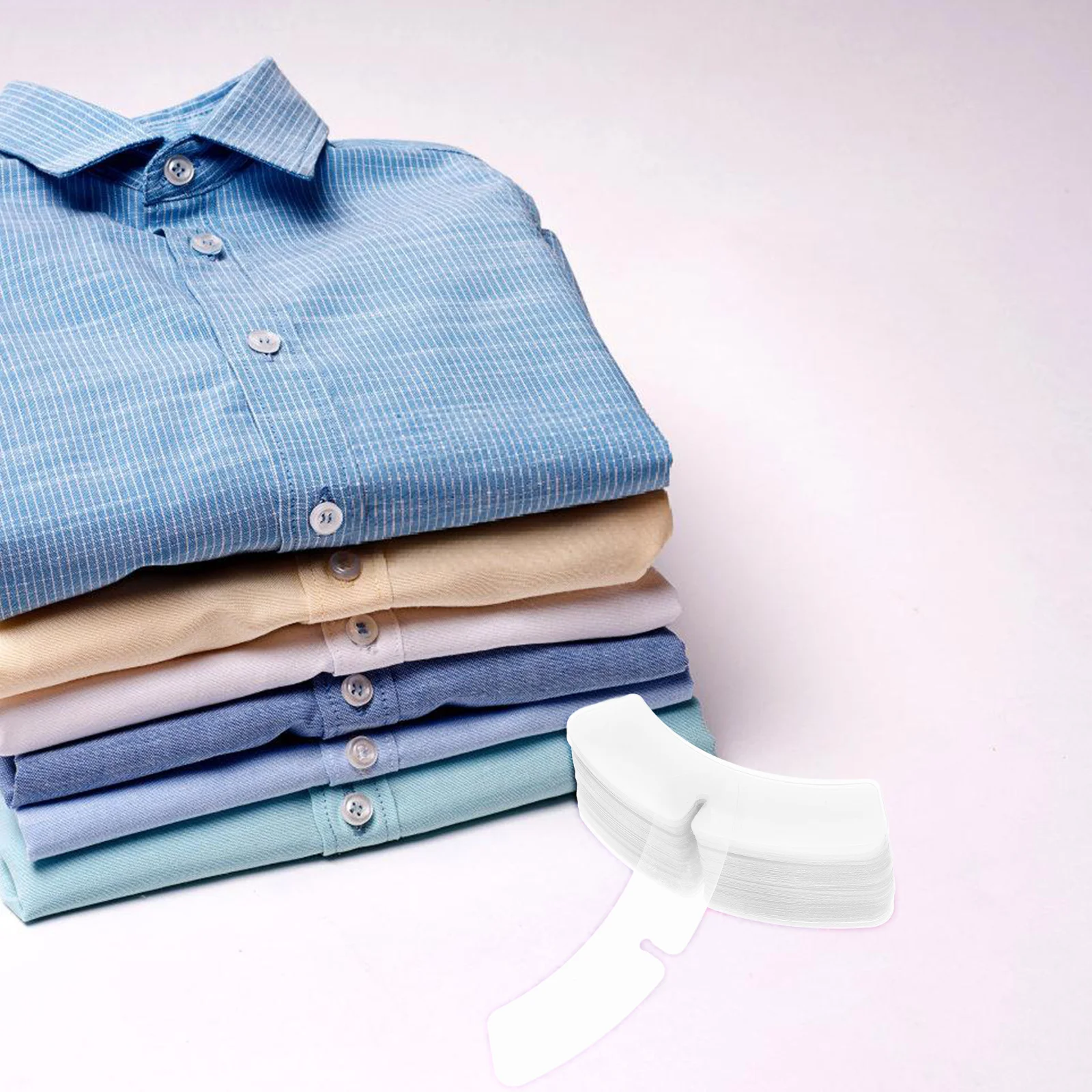 100 Uds. Soportes de plástico para cuello de camisa, fijación firme para camisas de vestir para hombres, extensores de camisas