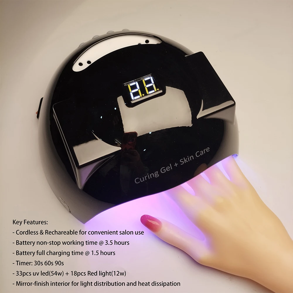 IBELIEVE Polish Dryer 54w Gel Curing +12w Skincare Cosmetic Anti-aging Cordless Uv Led Nail Lamp Beaty Lamp