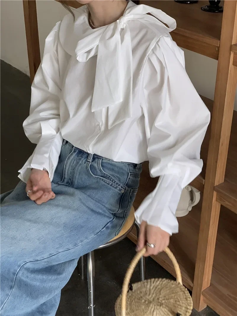 Summer Women Blouse Spring Shirt Female Woman Blouse Maxi Blusas Chiffon Casual Elegant Vintage Long Sleeve Oversize Loose White