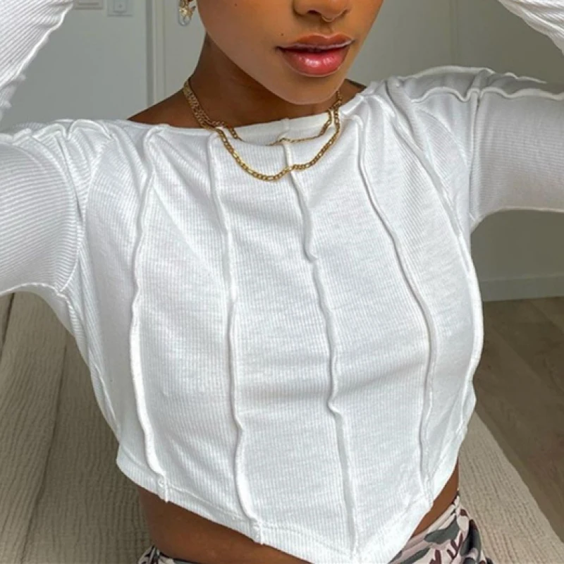 2025 Spring Ins New Autumn Wrinkle Texture Hoodie Long Sleeve Round Neck Slimming and Slimming Female Spicy Girl