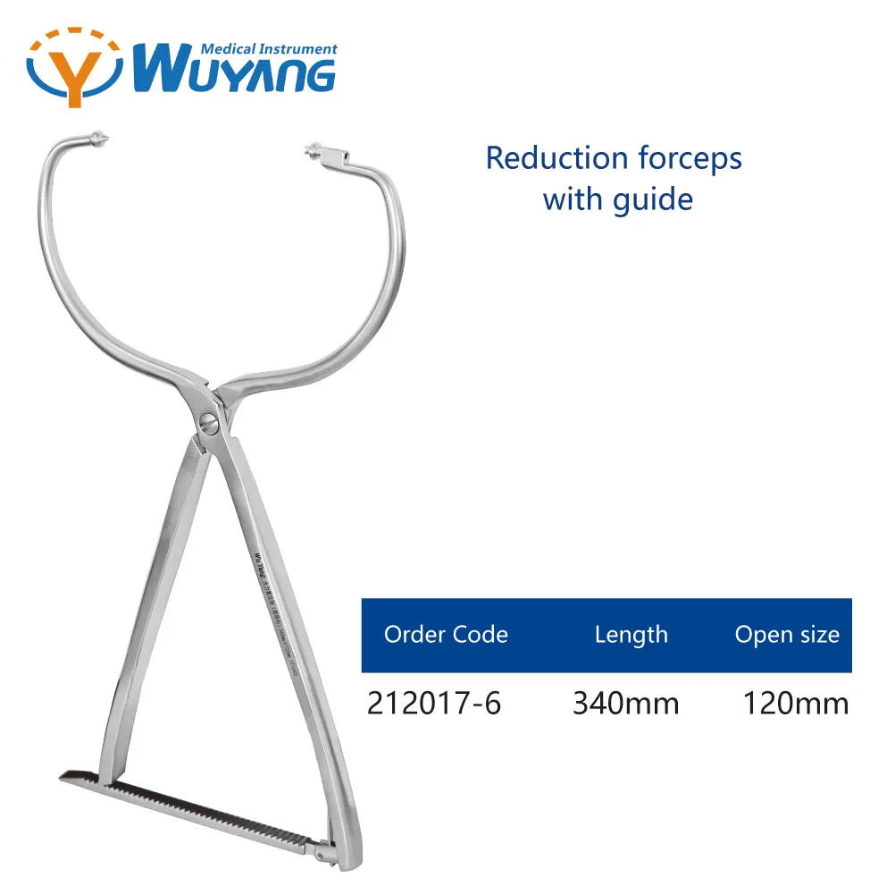 Reduction forceps with guides, orthopedic surgical instruments