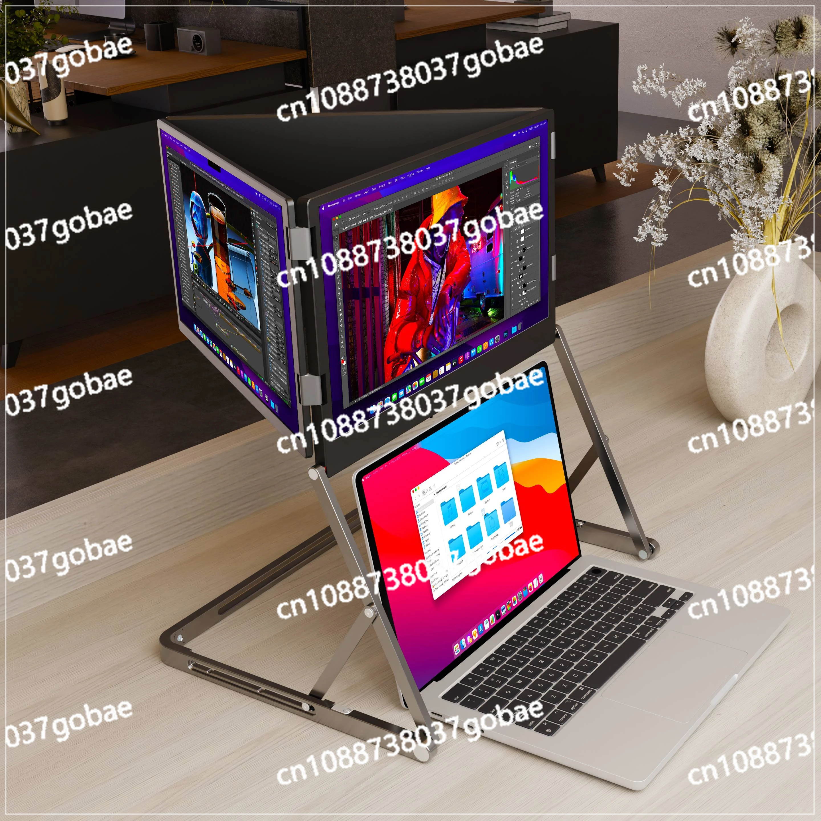 IPS Triple Full high definition 1080P USB-C Portable Monitor - High Resolution Portable Touch Monitor 15.6 inches - For Laptops