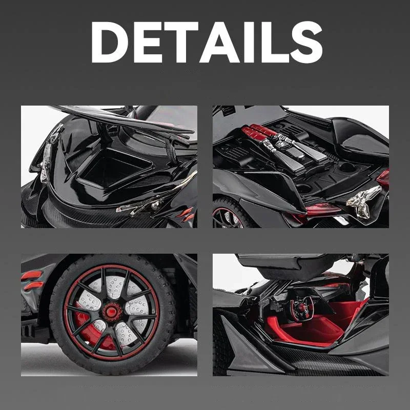 1:2 Apollo IE supercar Intensa Emozione Alloy Car Diecasts & Toy Vehicles Car Model Sound and light Pull back Car Toys For Gifts