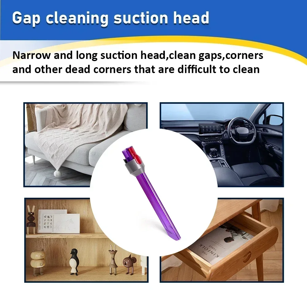 Crevice Cleaning Tool For Dyson V7 V8 V10 V11 V15 Cordless Vacuum Cleaner LED Lighting Flat Suction Clean LED Light Pipe Nozzle