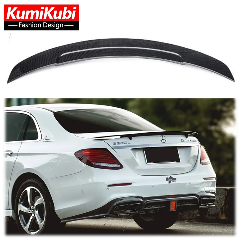 

For Mercedes Benz E-Class E43 E53 E63 W213 Sedan Spoiler 2016 To Up Rear Trunk Wing High Quality ABS By Gloss Black Carbon Fiber