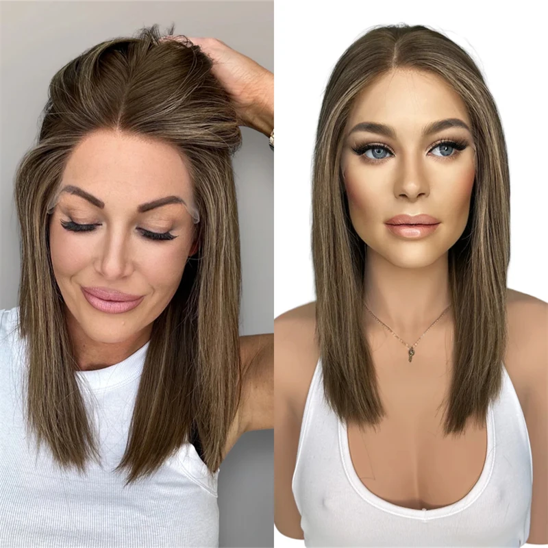 

Новинка: Короткий прямой парик-каре с эффектом омбре и коричневыми прядями, синтетический, с HD-кружевной передней частью, без клея, с маленькой/большой шапочкой, для женщин.