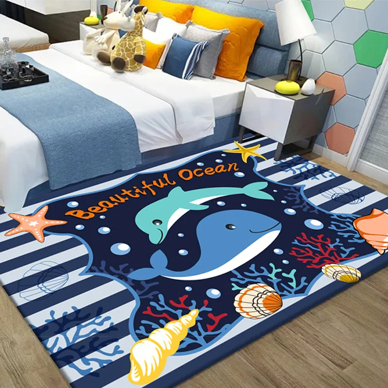 

3D Cartoon Beautiful Oean Carpets Children Bedroom Fashion Floor Mat Kids Play Area Rugs Bedside Sofa Home Decor Living Room Rug